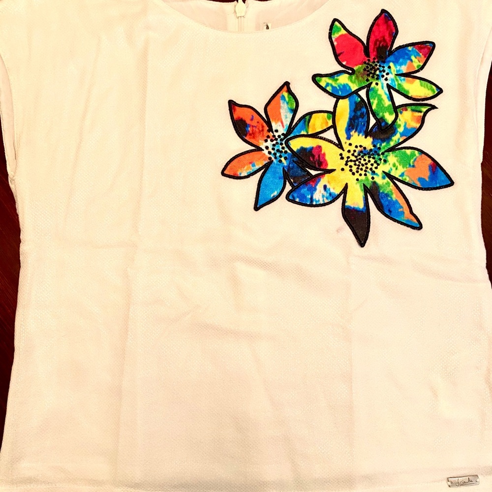Girl’s Junior Gaultier Flower Cap Sleeve Shirt